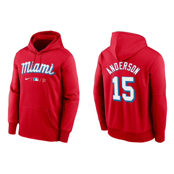 Men's Miami Marlins Brian Anderson Red 2021 City Connect Therma Hoodie