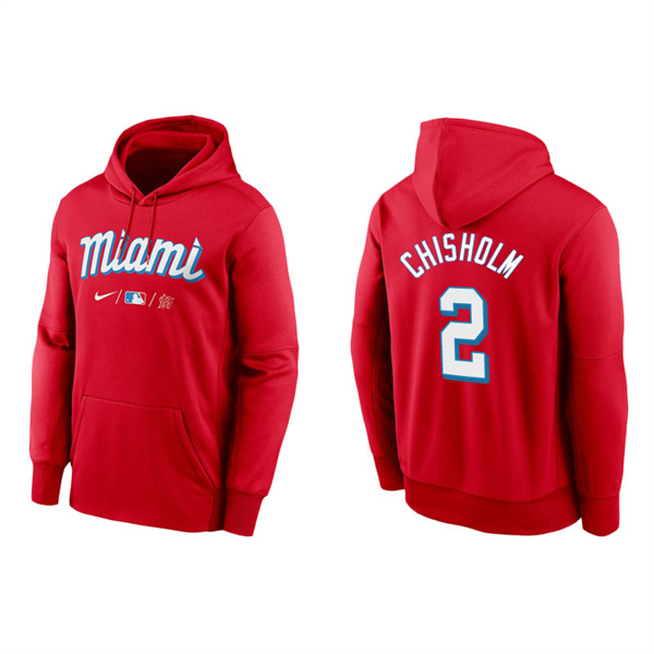 Men's Miami Marlins Jazz Chisholm Red 2021 City Connect Therma Hoodie