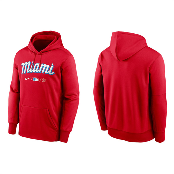 Men's Miami Marlins Red 2021 City Connect Therma Hoodie