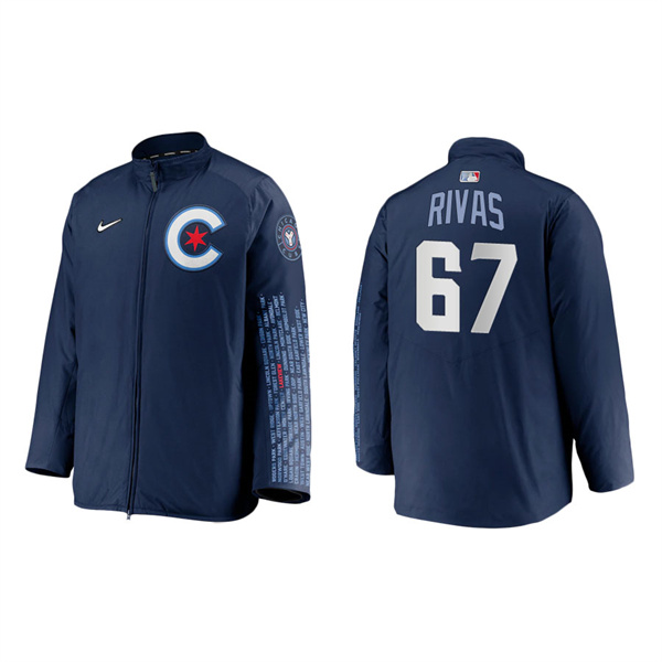 Men's Alfonso Rivas Chicago Cubs Navy 2021 City Connect Dugout Jacket