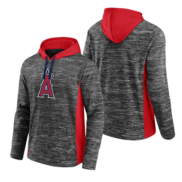 Men's Los Angeles Angels Fanatics Branded Gray Red Instant Replay Color Block Pullover Hoodie