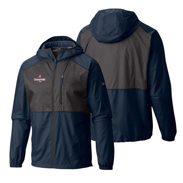 Men's Atlanta Braves Navy 2021 World Series Champions Flash Forward Full-Zip Windbreaker Jacket