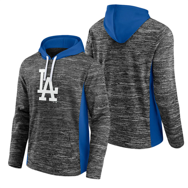 Men's Los Angeles Dodgers Fanatics Branded Gray Royal Instant Replay Color Block Pullover Hoodie