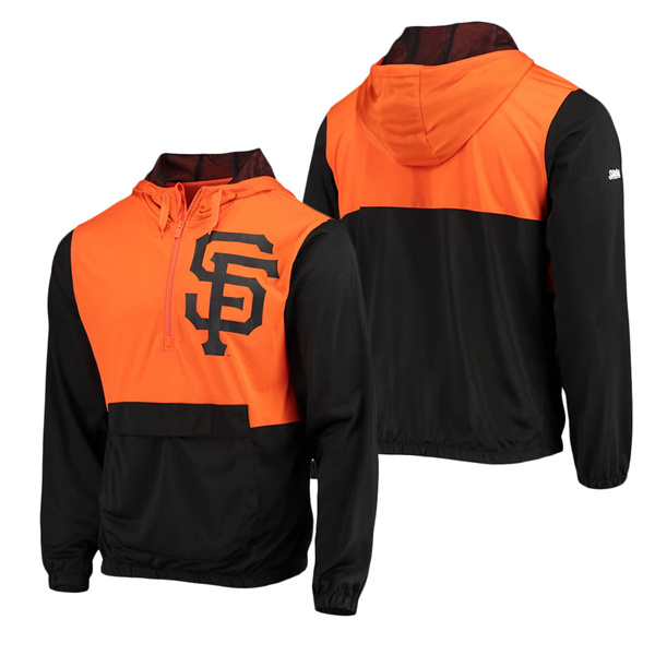Men's San Francisco Giants Stitches Black Orange Anorak Hoodie Half-Zip Jacket
