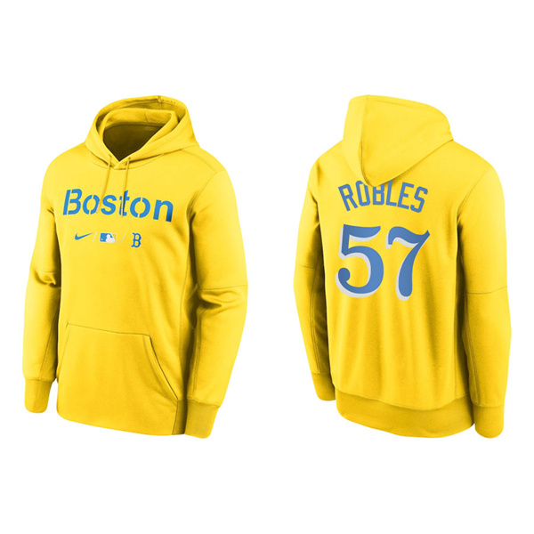 Men's Boston Red Sox Hansel Robles Gold 2021 City Connect Therma Hoodie