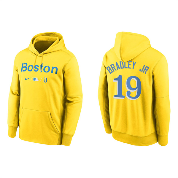 Men's Boston Red Sox Jackie Bradley Jr. Gold 2021 City Connect Therma Hoodie