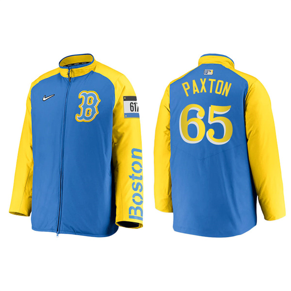 Men's Boston Red Sox James Paxton Light Blue 2021 City Connect Baseball Dugout Jacket