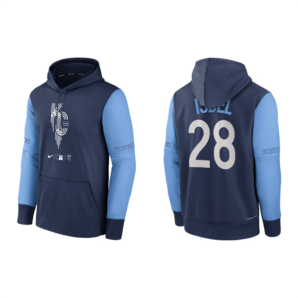 Men's Kansas City Royals Kyle Isbel Navy 2022 City Connect Pullover Hoodie