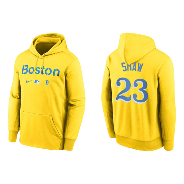 Men's Boston Red Sox Travis Shaw Gold 2021 City Connect Therma Hoodie