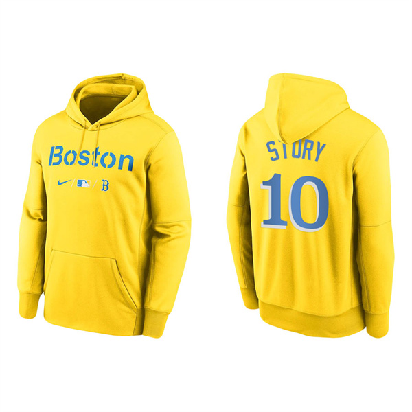 Men's Boston Red Sox Trevor Story Gold 2021 City Connect Therma Hoodie