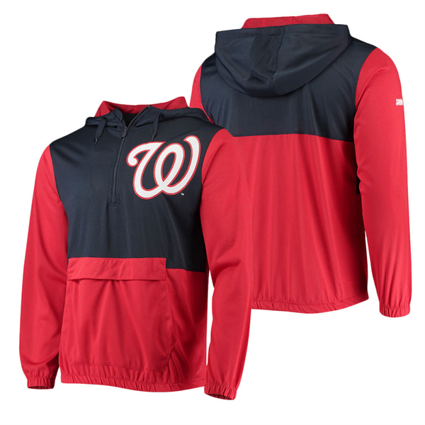 Men's Washington Nationals Stitches Red Navy Anorak Hoodie Half-Zip Jacket