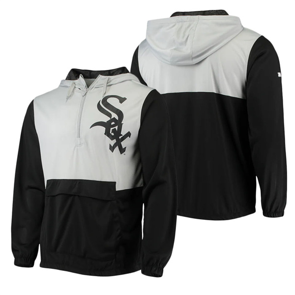 Men's Chicago White Sox Stitches Black Gray Anorak Hoodie Half-Zip Jacket