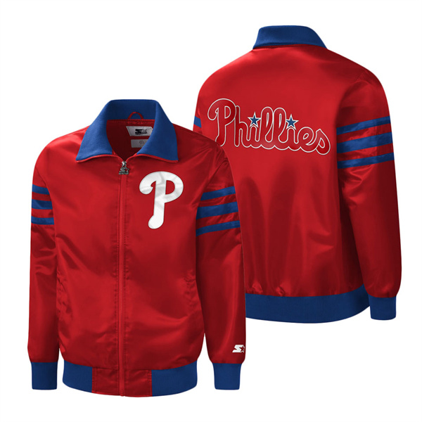 Men's Philadelphia Phillies Starter Red The Captain II Full-Zip Varsity Jacket