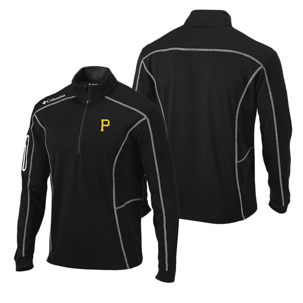 Men's Pittsburgh Pirates Columbia Black Shotgun Omni-Wick Quarter-Zip Pullover Jacket