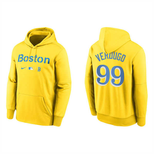 Men's Boston Red Sox Alex Verdugo Gold 2021 City Connect Therma Hoodie