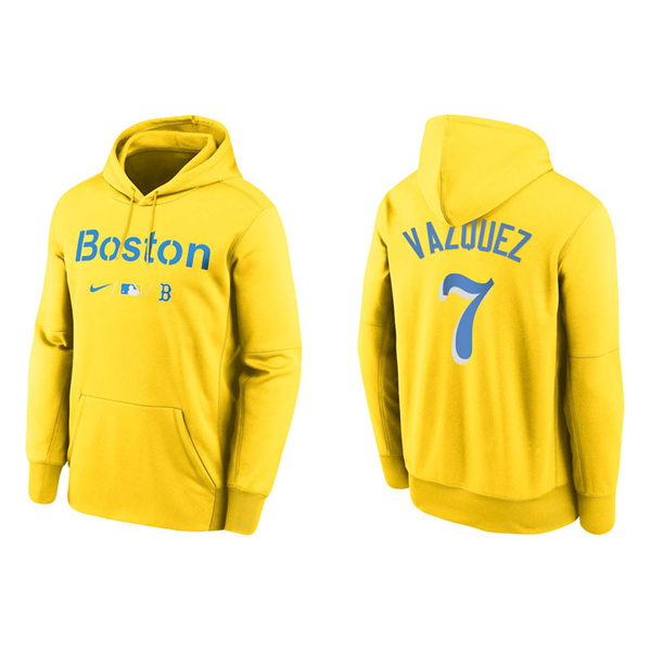 Men's Boston Red Sox Christian Vazquez Gold 2021 City Connect Therma Hoodie