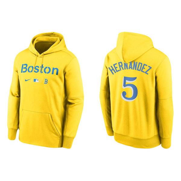 Men's Boston Red Sox Enrique Hernandez Gold 2021 City Connect Therma Hoodie