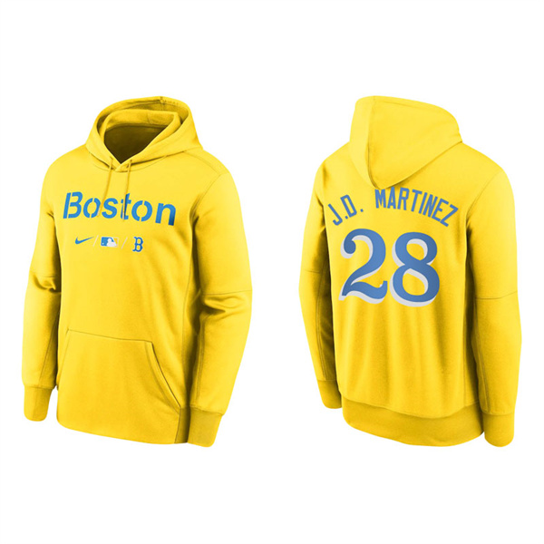 Men's Boston Red Sox J.D. Martinez Gold 2021 City Connect Therma Hoodie