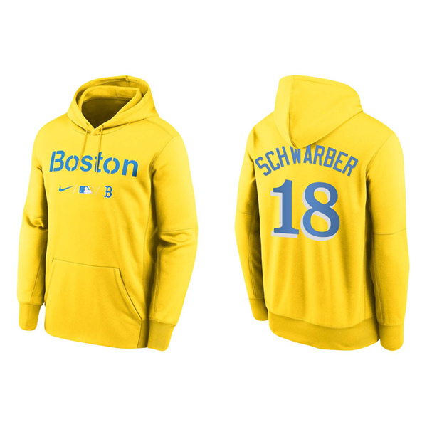 Men's Boston Red Sox Kyle Schwarber Gold 2021 City Connect Therma Hoodie