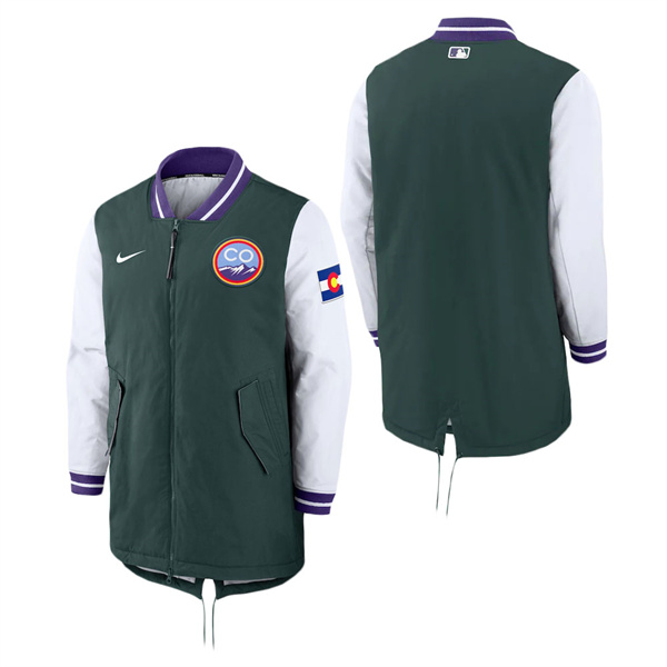 Men's Colorado Rockies Green Authentic Collection 2022 City Connect Full-Zip Dugout Jacket