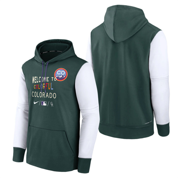 Men's Colorado Rockies Green Authentic Collection 2022 City Connect Therma Performance Pullover Hoodie