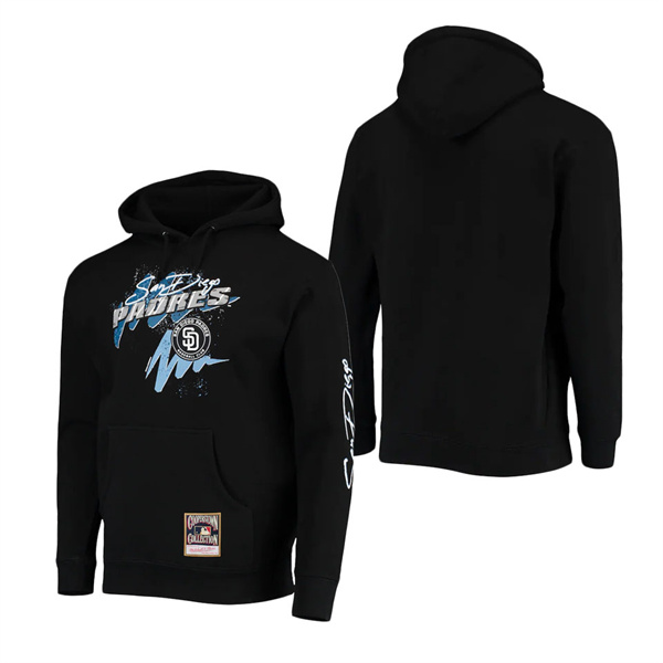 Men's San Diego Padres Mitchell & Ness Black Hyper Hoops Pullover Hoodie