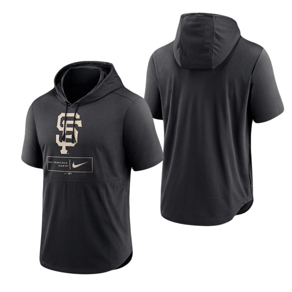 San Francisco Giants Black Logo Lockup Performance Short-Sleeved Pullover Hoodie