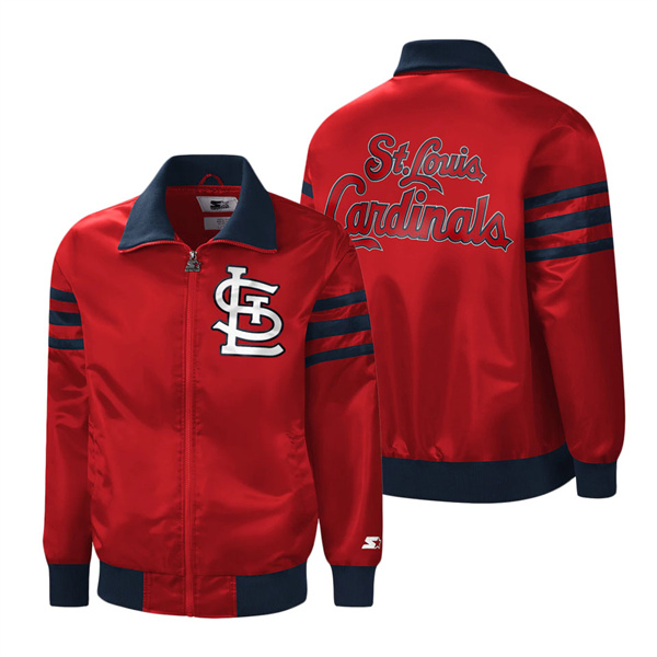Men's St. Louis Cardinals Starter Red The Captain II Full-Zip Varsity Jacket