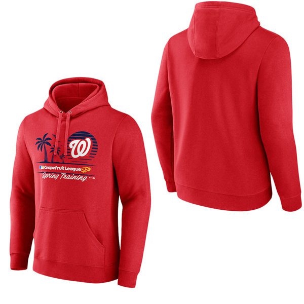 Men's Washington Nationals Fanatics Branded Red 2022 MLB Spring Training Grapefruit League Horizon Line Pullover Hoodie