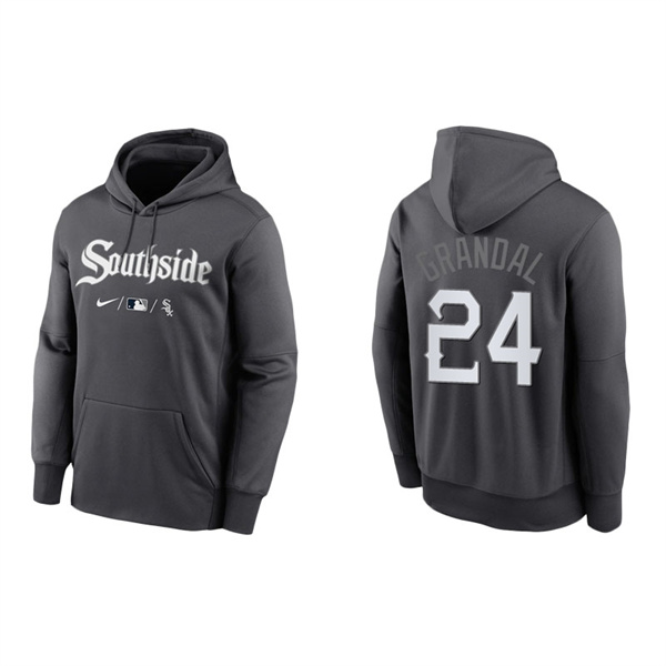 Men's Chicago White Sox Yasmani Grandal Anthracite 2021 City Connect Pullover Hoodie