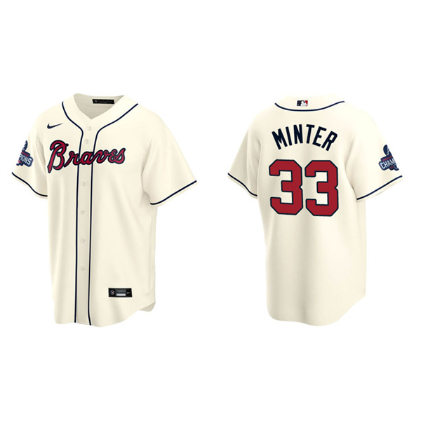 Men's A.J. Minter Atlanta Braves Cream Alternate 2021 World Series Champions Replica Jersey