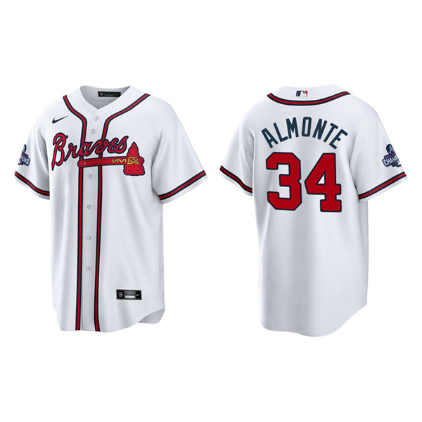 Men's Abraham Almonte Atlanta Braves White 2021 World Series Champions Replica Jersey