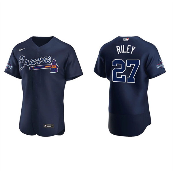 Men's Austin Riley Atlanta Braves Navy Alternate 2021 World Series Champions Authentic Jersey