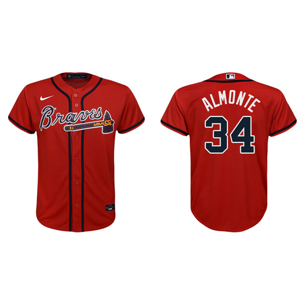 Youth Atlanta Braves Abraham Almonte Red Replica Alternate Jersey