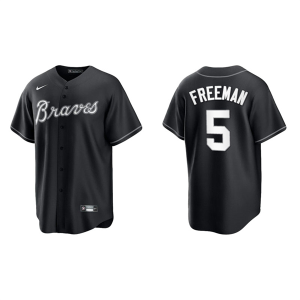 Men's Atlanta Braves Freddie Freeman Black White Replica Official Jersey