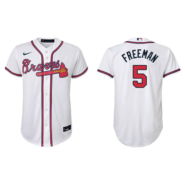 Youth Atlanta Braves Freddie Freeman White Replica Home Jersey