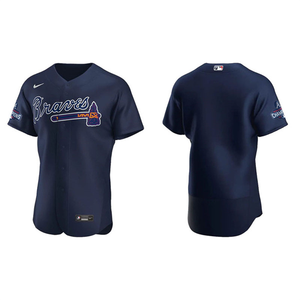 Men's Atlanta Braves Navy Alternate 2021 World Series Champions Authentic Jersey