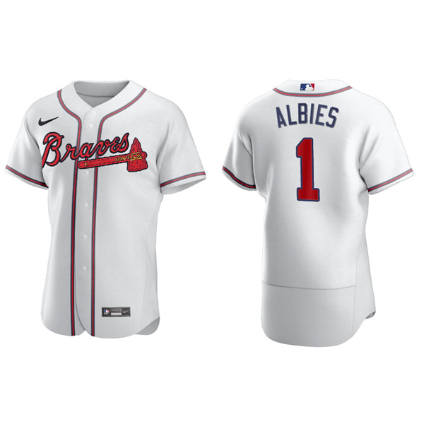 Men's Atlanta Braves Ozzie Albies White Authentic Home Jersey