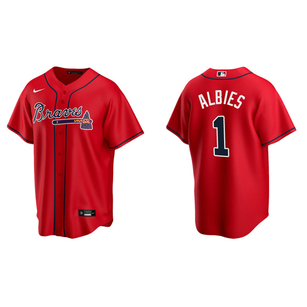 Men's Atlanta Braves Ozzie Albies Red Replica Alternate Jersey