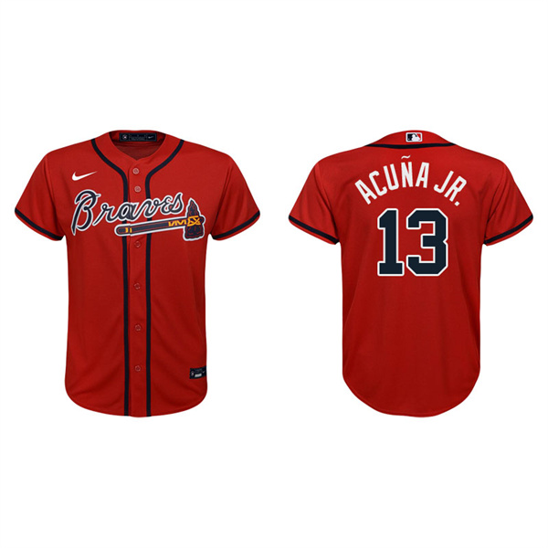 Youth Atlanta Braves Ronald Acuna Jr. Red Replica Alternate Jersey
