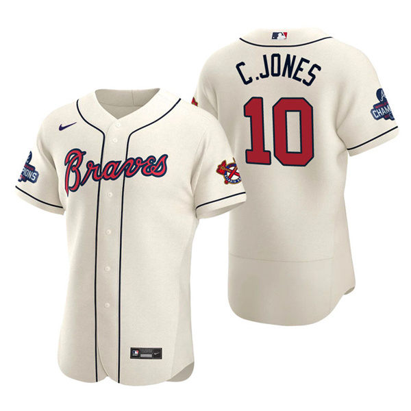 Men's Chipper Jones Atlanta Braves Cream Alternate 2021 World Series Champions Authentic Jersey