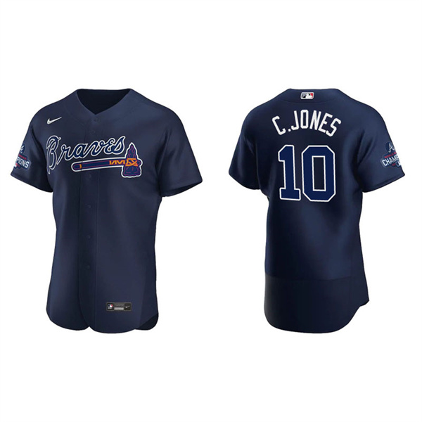 Men's Chipper Jones Atlanta Braves Navy Alternate 2021 World Series Champions Authentic Jersey