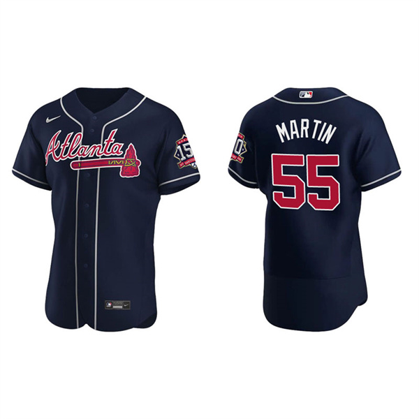 Men's Chris Martin Atlanta Braves Navy Alternate 2021 World Series 150th Anniversary Jersey
