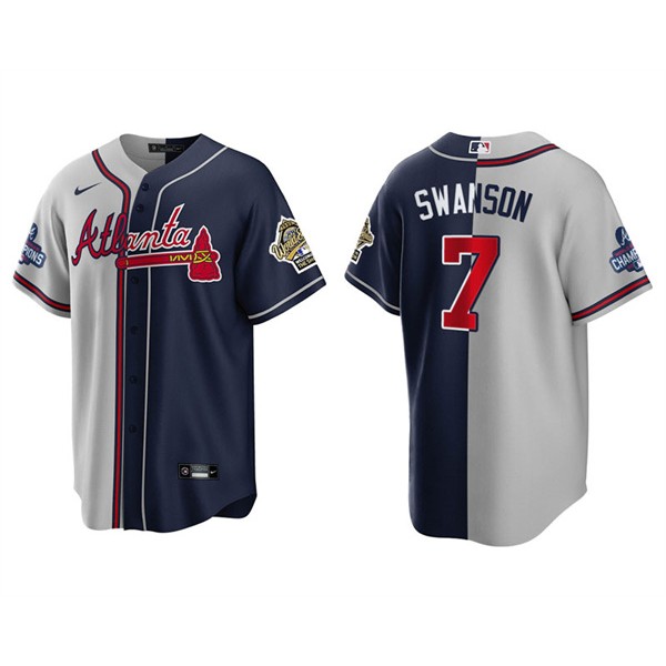 Men's Dansby Swanson Atlanta Braves 1995 Throwback To The 2021 Champions Split Jersey