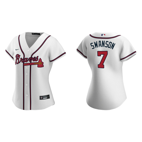 Women's Dansby Swanson Atlanta Braves White Replica Jersey