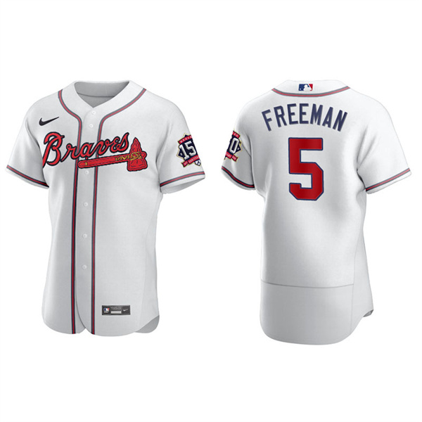 Men's Freddie Freeman Atlanta Braves White Home 2021 World Series 150th Anniversary Jersey