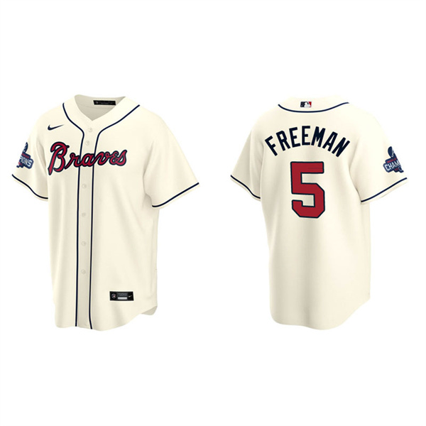 Men's Freddie Freeman Atlanta Braves Cream Alternate 2021 World Series Champions Replica Jersey