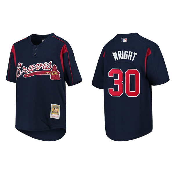 Youth Kyle Wright Atlanta Braves Navy Cooperstown Collection Mesh Batting Practice Jersey