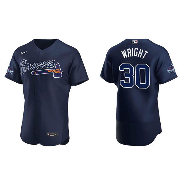 Men's Kyle Wright Atlanta Braves Navy Alternate 2021 World Series Champions Authentic Jersey