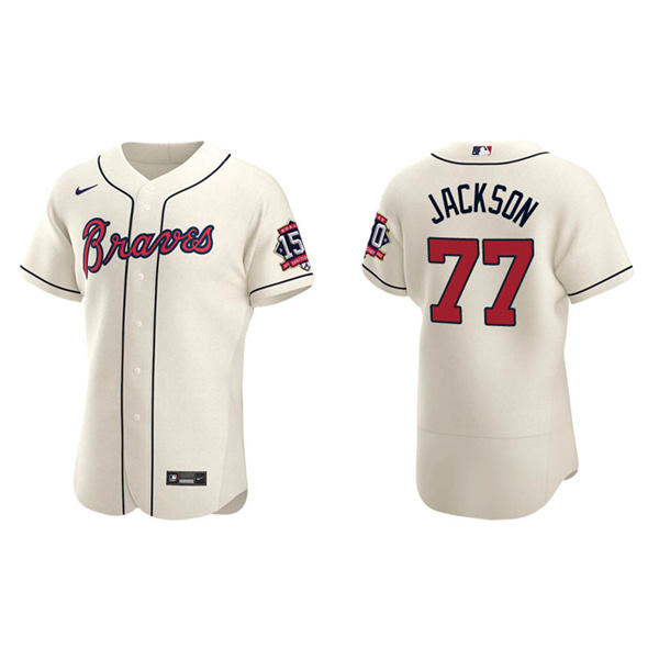 Men's Luke Jackson Atlanta Braves Cream Alternate 2021 World Series 150th Anniversary Jersey